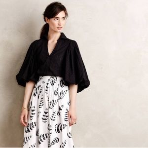 Anthropologie Byron Lars puff sleeve black shirt 4